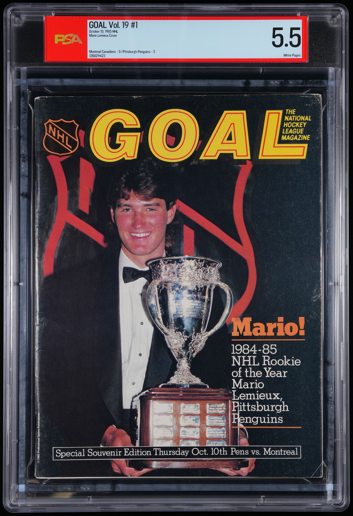 Mario Lemieux Rookie 1985 GOAL Magazine Cover