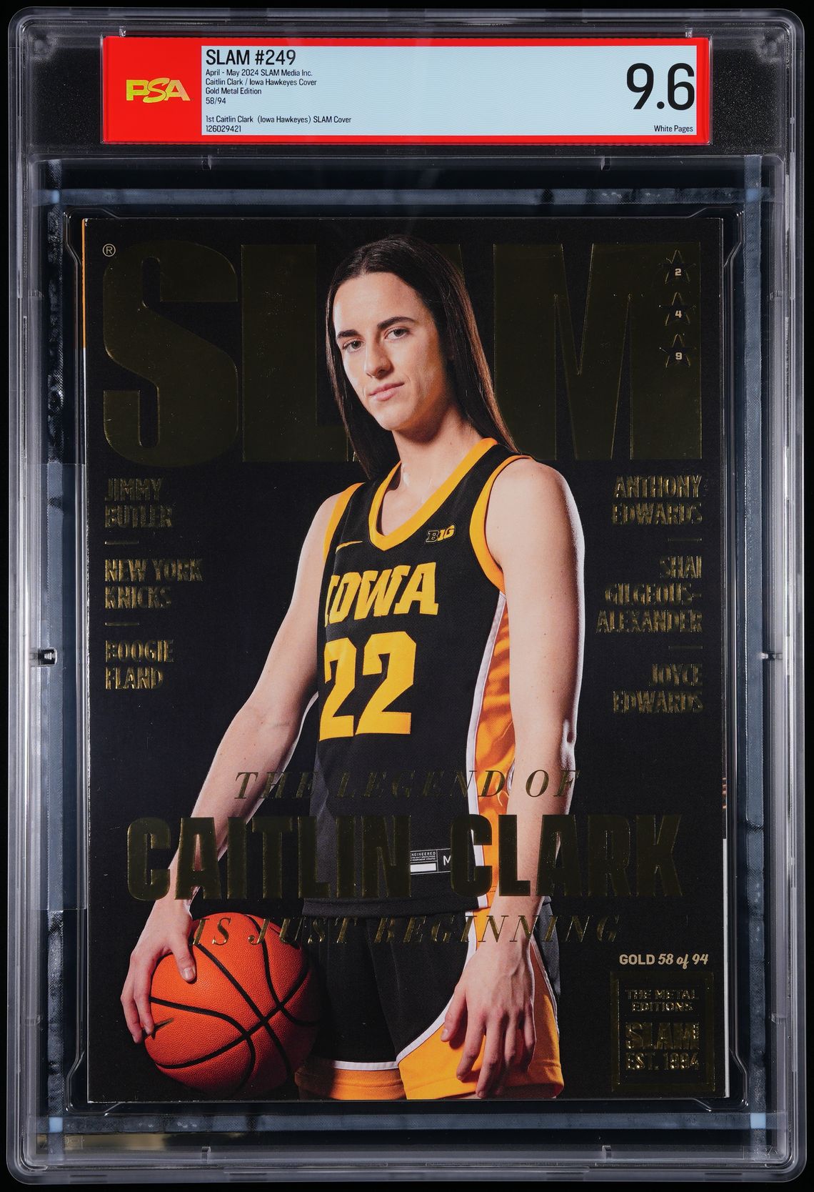 Caitlin Clark SLAM Magazine IOWA GOLD Metal